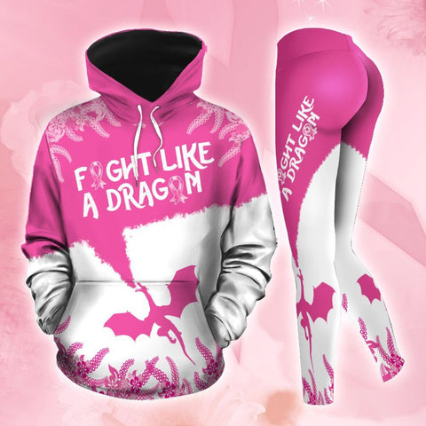 Breast Cancer Awareness Dragon Hoodie Leggings Set Survivor Gifts For Women Clothing Clothes Outfits HT