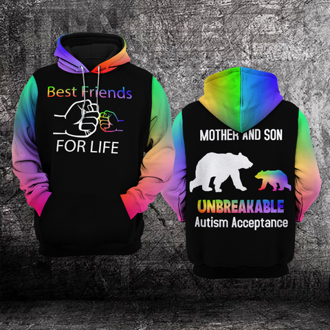 Mother And Son Unbreakable Unisex Hoodie For Women Autism Awareness Shirts Clothing Gifts For Mom HT