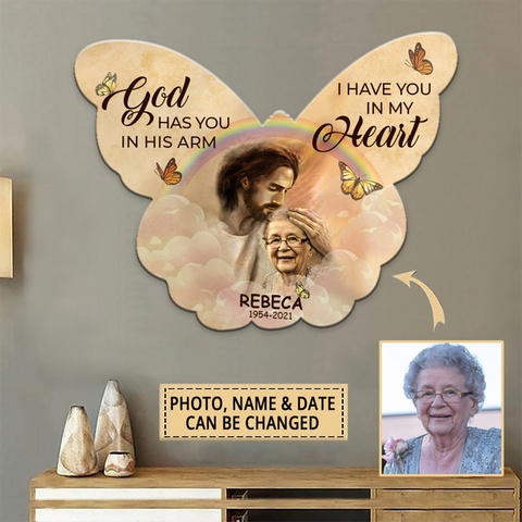 In Hand Of Jesus Christ Personalized Metal Cut Sign, Personalized Memorial Gifts, Memorial Gifts HN