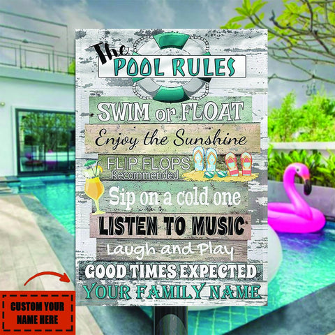 The Pool Rule Enjoy the sunshine Metal Sign