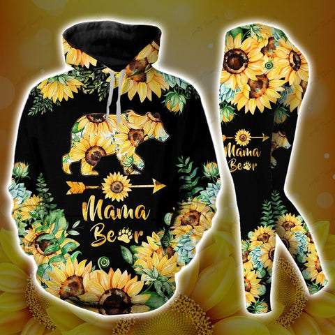 Mama Bear Sunflower Hoodie Leggings Set For Women Cannabis Marijuana 420 Weed Shirt Clothing Gifts HT