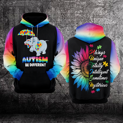 Autism Be Different Unisex Hoodie For Men Women Elephant Autism Awareness Shirts Clothing Gifts HT