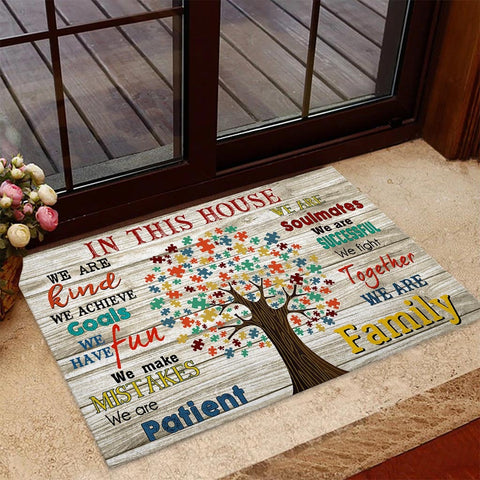 We Are Family Autism Awareness Doormat Autism Home Decor Autism Awareness Gift Idea HT