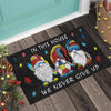 In This House We Never Give Up Autism Awareness Doormat Gnome Doormat Autism Home Decor Autism Awareness Gift Idea HT