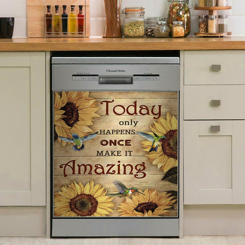 Hummingbird Sunflower Kitchen Dishwasher Cover Decor Art Housewarming Gifts Home Decorations HT