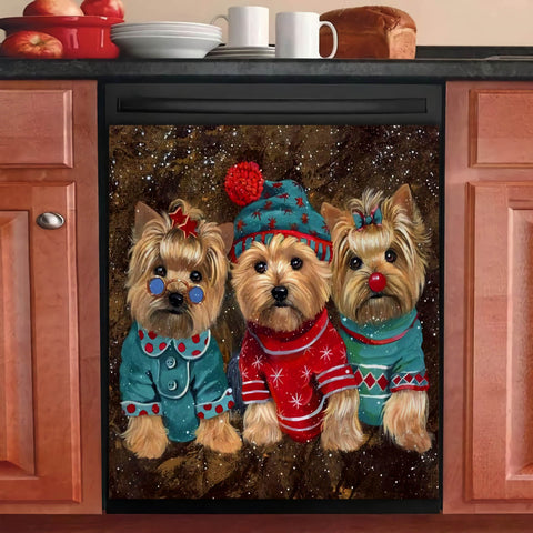 Yorkshire Christmas Kitchen Dishwasher Cover Yorkie Decor Art Housewarming Gifts Home Decorations HT