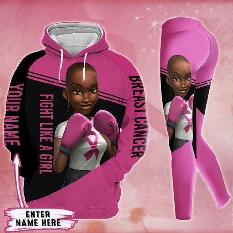 Breast Cancer Awareness Black Women Warrior Hoodie Leggings Set Survivor Gifts For Women Clothing Clothes Outfits HT