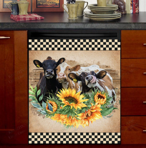 Farm Cow Kitchen Dishwasher Cover Decor Art Housewarming Gifts Home Decorations HT