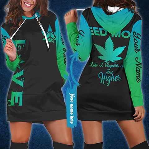 Personalized Weed Mom Hoodie Dress For Women Cannabis Marijuana 420 Weed Shirt Clothing Gifts HT