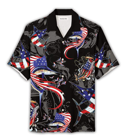 Us flag Fish style Fishing Hawaii Shirt