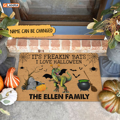Personalized It's Freakin' Bats I Love Halloween Doormat Family Dinosaur Halloween Decorations Home Decor Mat HT