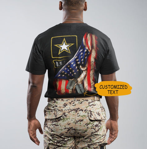 Customized American Flag Army Veteran Shirt, Veteran Day Gift, US Army, American Flag Pattern, Patriotic Military, Personalized Gift