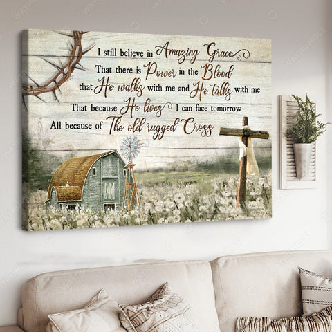 Barn Painting Flower Field Painting Jesus Landscape Canvas Prints Wall Art Jesus Gifts HT