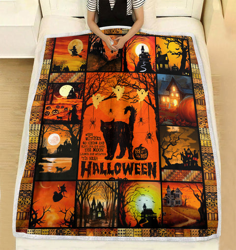 Halloween Black cat Fleece Blanket TD