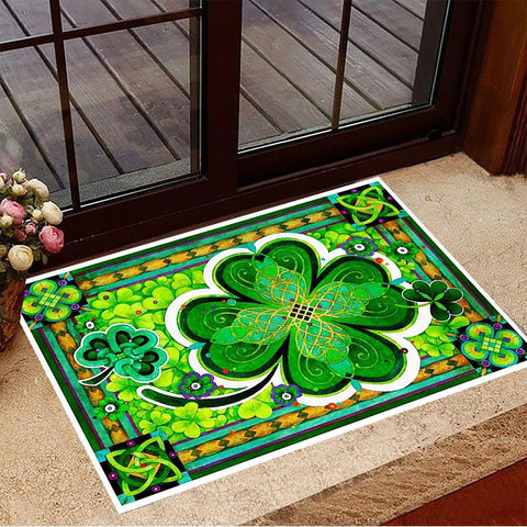 Shamrock Lucky Charm Doormat St Patrick's Day Decor Front Door Mat Outdoor Decoration Gifts HT