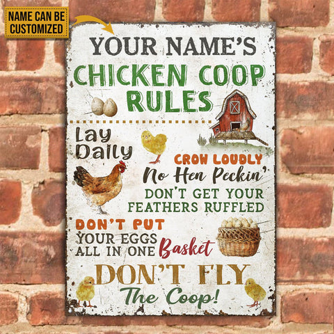 Personalized Chicken Coop Rules Customized Classic Metal Signs HT