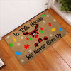 In This House We Never Give Up Reindeer Autism Awareness Doormat Autism Home Decor Autism Awareness Gift Idea HT