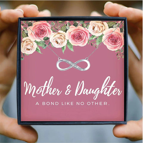 Mother Daughter Infinity Mothers Day Necklace Mom Jewelry Gift Card For Her, Mom, Grandma, Wife HT