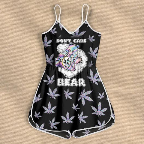 Don't Care Bear Romper For Women Cannabis Marijuana 420 Weed Shirts Clothing Gifts HT