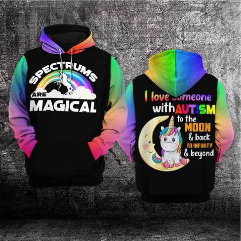 I Love Someone With Autism Unisex Hoodie For Men Women Unicorn Autism Awareness Shirts Clothing Gifts HT
