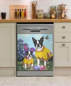 Wenzzi Boston Terrier Kitchen Decor Dishwasher Cover Farmhouse Decor Gift for Dog Mom Housewarming Gifts Home Decorations ND