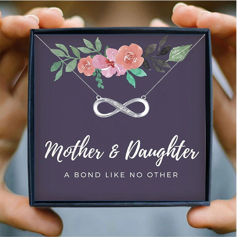 Mother Daughter Infinity Mothers Day Necklace Mom Jewelry Gift Card For Her, Mom, Grandma, Wife HT