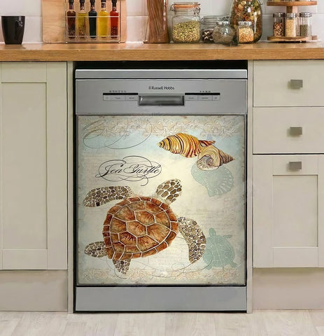 Sea Turtle Kitchen Dishwasher Cover Ocean Decor Art Housewarming Gifts Home Decorations HT