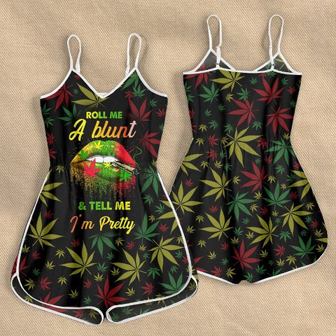 Roll Me A Blunt Romper For Women Cannabis Marijuana 420 Weed Shirts Clothing Gifts HT