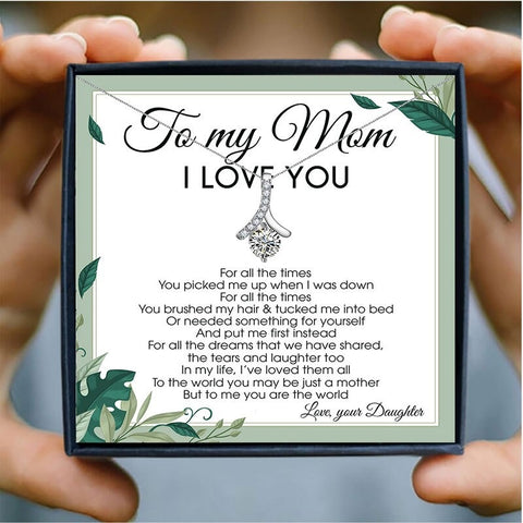 To Mom Shiny Heart Mothers Day Necklace Mom Jewelry Gift Card For Her, Mom, Grandma, Wife HT