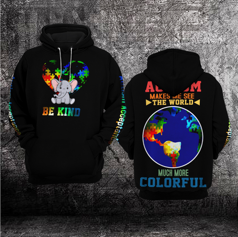 Be Kind Autism Elephant Unisex Hoodie For Men Women Autism Awareness Shirts Clothing Gifts HT