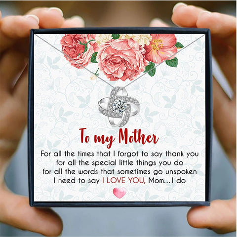 Lucky Knot Crystal Mothers Day Necklace Mom Jewelry Gift Card For Her, Mom, Grandma, Wife HT