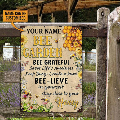 Bee Garden - Bee Grateful - Beelieve Classic Metal Sign