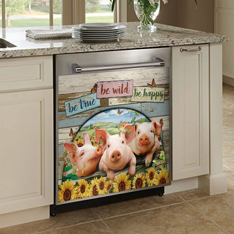 Farm Pig Kitchen Dishwasher Cover Decor Art Housewarming Gifts Home Decorations HT