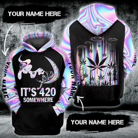 Personalized Alien Weed Unisex Hoodie For Men Women Cannabis Marijuana 420 Weed Shirt Clothing Gifts HT