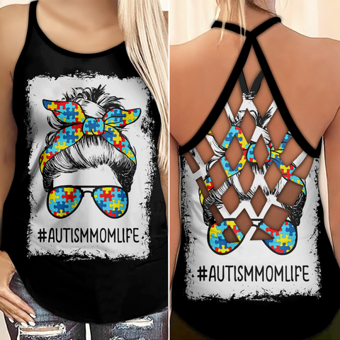 Autism Awareness Criss Cross Tank Top Autism Mom Life Gift For Mom Autism Awareness Shirts HT