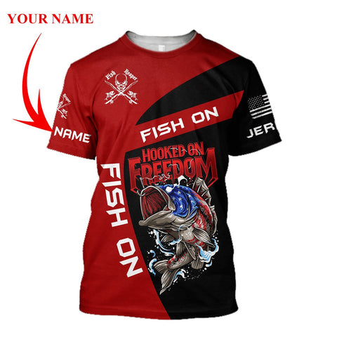 Men Fishing Shirt Hooked on Freedom - Custom Name Fishing 3D printed shirts for men and women