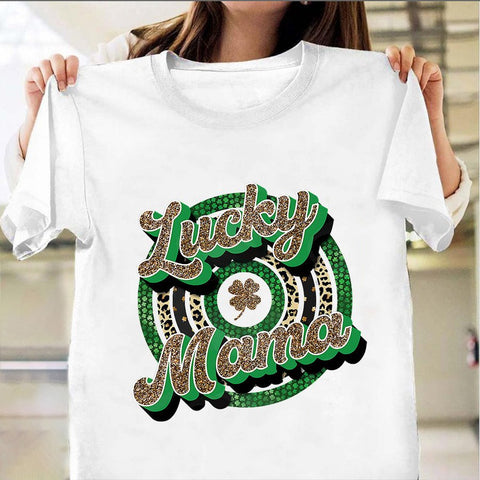 Lucky Mama T-Shirt St Patricks Day Shirt 2022 Shamrock Clothes Gifts For Mom HT