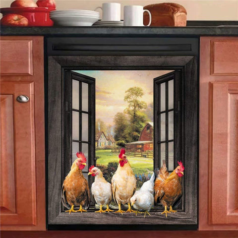 Chicken Kitchen Dishwasher Cover Farm Life Decor Art Housewarming Gifts Home Decorations HT