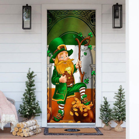 Leprechaun Shamrock Gold Pot Door Cover Irish Flag St Patrick's Day Decor Home Decorations Gifts HT