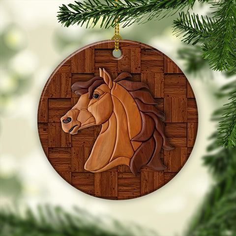 Horse Wooden Texture Ornament Christmas Tree Hanging Ornament Home Decor Xmas Gift For Horse Lovers HN