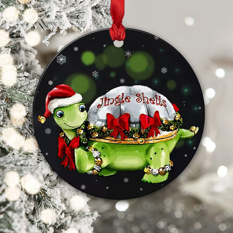 Jingle Shells Turtle Ornament Christmas Tree Hanging Ornament Xmas Gift for Turtle Lovers HN