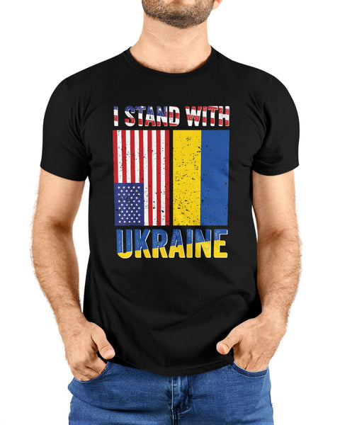 I Stand With Ukraine T-Shirt America Ukraine Flag Shirt Ukraine Support Shirt Ukrainian Lovers HT