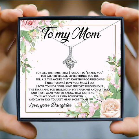 To Mom Zircon Pendant Mothers Day Necklace Mom Jewelry Gift Card For Her, Mom, Grandma, Wife HT