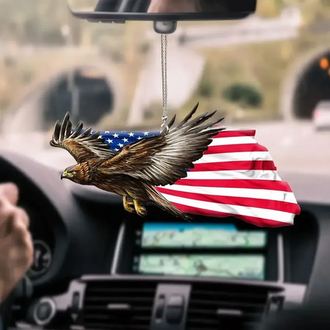 EAGLE WINGS VETERAN CAR HANGING ORNAMENT Gift for Veteran Day US Veteran Ornament