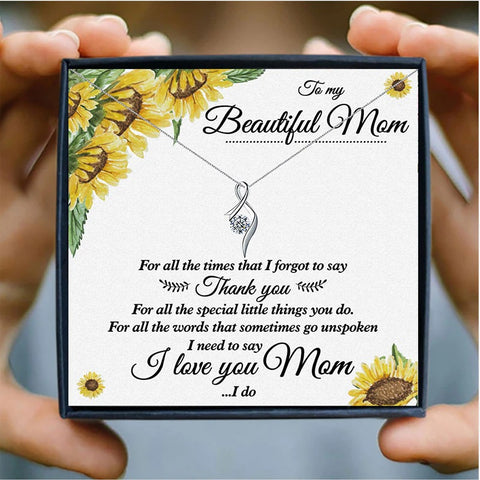 Sunflower Retro Crystal Mothers Day Necklace Mom Jewelry Gift Card For Her, Mom, Grandma, Wife HT