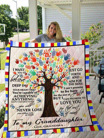 To my granddaughter- autism grandma Quilt Blanket 01