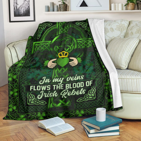 Flows The Blood Irish Celtic Shamrock St Patrick’s Day Blanket HT