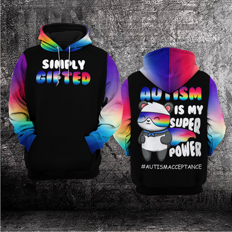 Autism Is My Super Power Unisex Hoodie For Men Women Panda Autism Awareness Shirts Clothing Gifts HT
