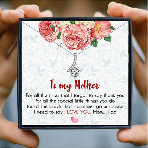 Shiny Heart To Mothers Day Necklace Mom Jewelry Gift Card For Her, Mom, Grandma, Wife HT