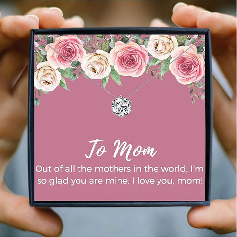 To Mom Shiny Pendant Mothers Day Necklace Mom Jewelry Gift Card For Her, Mom, Grandma, Wife HT